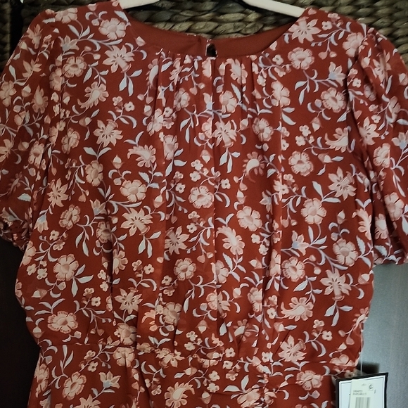 Burgundy Multi Puff Sleeve Mini Sundress - Picture 2 of 5